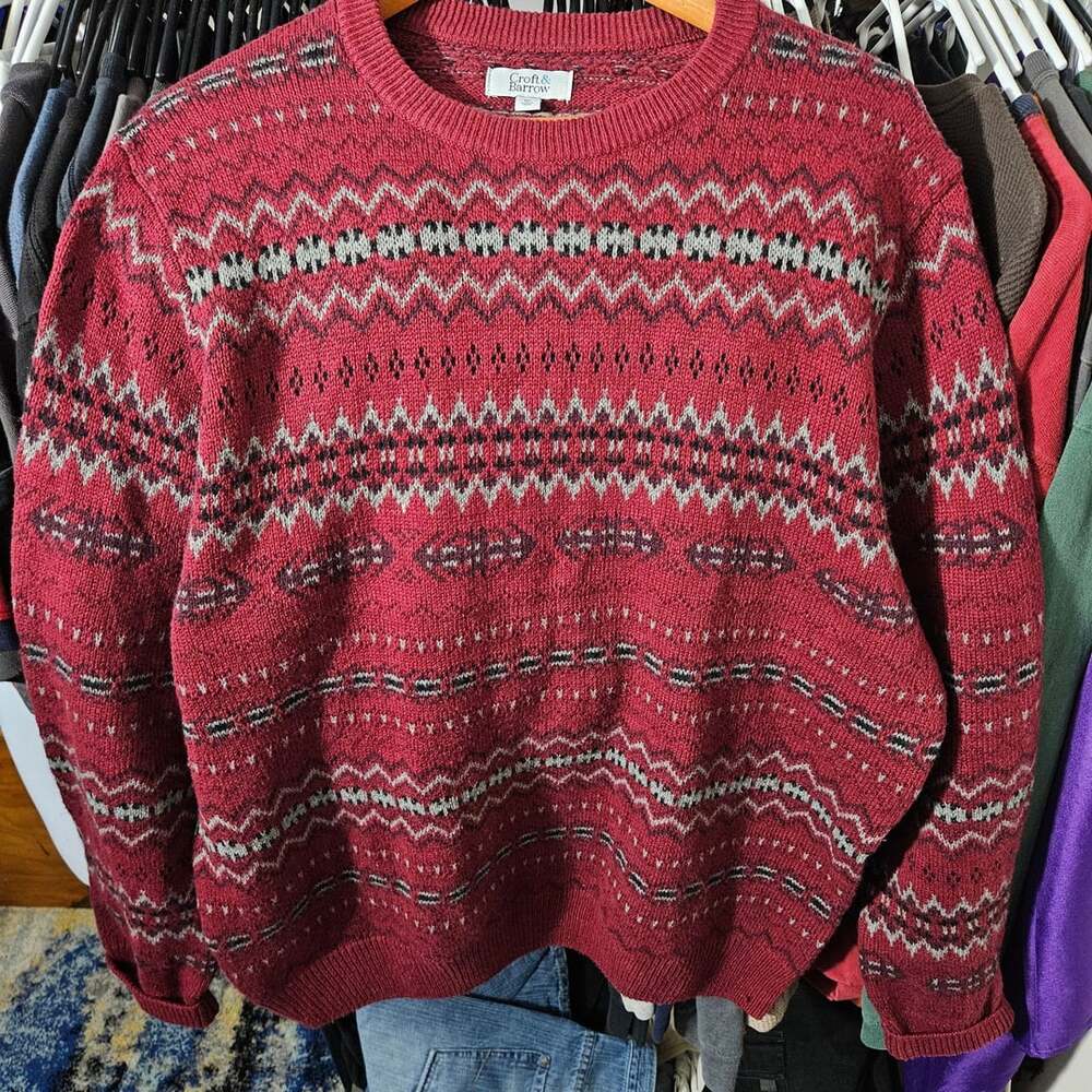 Croft & Barrow Fair Isle Sweater Size XL Red Crewneck Nordic